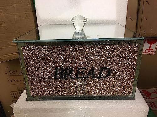 JAYOGLA Panera con espejo relleno de cristal, tarro de cocina, comedor, almacenamiento de cocina, contenedor de cocina, cristal de diamante triturado con purpurina brillante, diseño elegante y