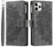 VEEMOS Wallet Case for iPhone 11 Pro Max Flower Flip Case Protective Leather Folio Book Phone Cover with Card Slots Kickstand Zipper Pocket - Grey