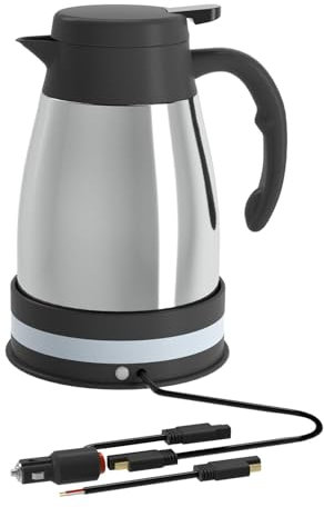 Colcolo Auto-Wasserkocher, Auto-Wasserkocher, 24 V automatische Abschaltung, schnelles Kochen mit Zigarettenanzünder, Heizkessel, Warmwasserkessel für, Silber
