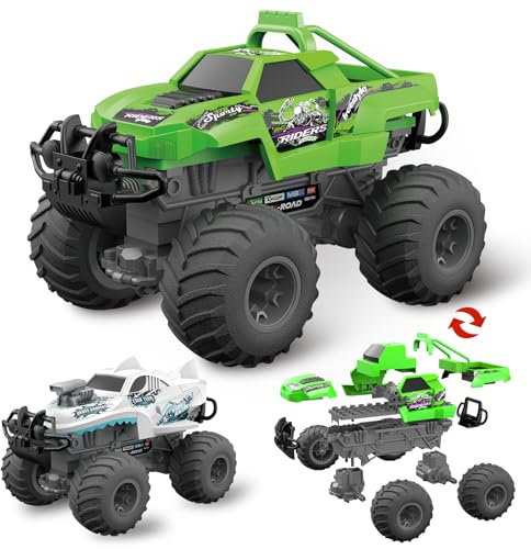 MOJINO Ferngesteuertes Auto, STEM Bausteine, Spielzeug, Geschenke für Jungen und Mädchen im Alter von 3 4 5 6 7 8 Jahren, 2-in-1-Modell RC Auto Spielzeug, Rennwagen mit Fernbedienung
