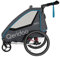 Qeridoo Fahrradanhänger QUPA 2 Blue mit Blattfederung, zusammenfaltbare Kabine, ausbaubare Rückbank, Buggy, Trailer, Höhenverstellbarer Schiebegriff, 5-Punkt Gurtsystem, für 2 Kinder