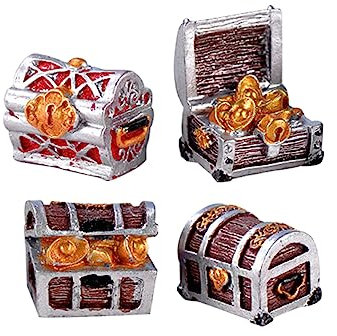 4-teiliger Schatz für das Aquarium lustige Aquarium-Luftdekorationen -Aquarium-Dekorationen Mini-Schatztruhe Miniatur-Schatztruhe Perlglanz