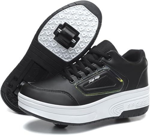 WOWEI Schuhe mit Rollen für Jungen Mädchen Skateboardschuhe Sportschuhe Rollschuhe Kinder Erwachsene 2-in-1-Multifunktionsrollschuhe Sneakers Mit Rollen Outdoorschuhe (BZX-T19, 42EU)