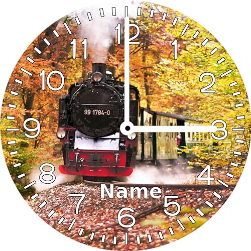 Print Equipment (20.12) Wanduhr Glasuhr Kinderuhr- Eisenbahn Lok Dampflok Zug Lokomotive Brockenbahn- gern auch personalisiert