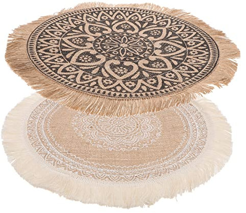 Milisten 2st Tischset Aus Baumwollleinen Heiße Pads Tischsets Wok Rundes Tischset Tassenuntersetzer Für Den Tisch Tischzubehör Hot Pads Für Die Küche Jute Requisiten Runden