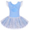 Arshiner Kinder Ballettkleidung 2-10 Jahre Mädchen Schleifen Ballettkleid Kurzarm Ballettanzug Glitzer Tanzkleid Baumwolle Ballett Trikot Mit Chiffon Rock Tütü Blau 150