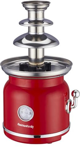 Melchioni Family | Fontana di Cioccolato CHOCO, Fontana a 3 Livelli con Funzione Riscaldamento e Funzione Motore, 90W, Colore Rosso
