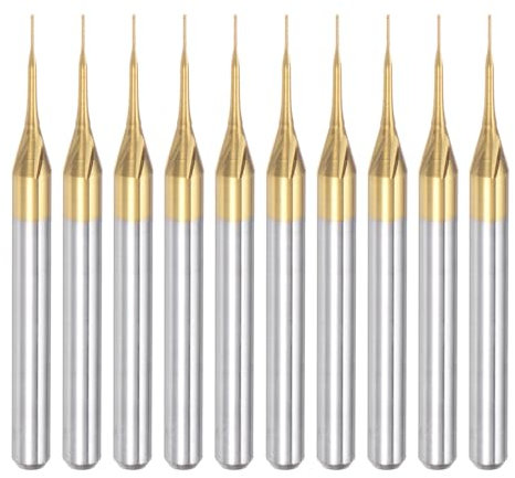 QUARKZMAN 10 Stück 0,3 mm Titanbeschichtete Hartmetall-Fräser Gravierfräser CNC-Fräser für PCB-Maschine, 1/8 Schaft