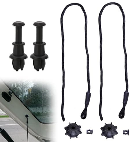 2 Sätze Kofferraum-Lanyards und Schnallen (Schwarz) Haltbarkeit Hutablage Haltebänder Kofferraumabdeckung Band Halterung für Den Kofferraum Passend für die Meisten Automodelle Gilt für Golf 6 7