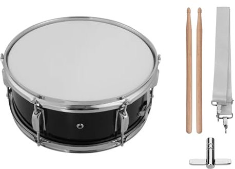 SHUAIGUO Tambour de 12 pouces avec baguettes, bandoulière, clé de tambour, instrument de percussion pour étudiants débutants, caisse claire de marche, ensemble de caisse claire portable