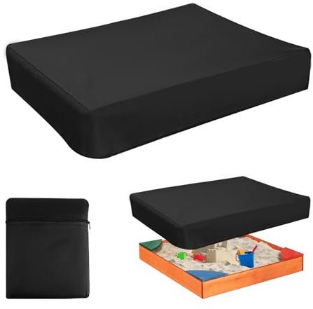 150x150 Waterproof Oxford Cloth Sandpit Cover, Anti-UV Black Pool, Square with Drawstring Storage Bag for Garden Sandbox