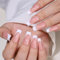 French Tip False Nails - 32pcs Long Coffin False Nails - 16 Sizes French White Tip Press on Nails - Nude Pink Fake Nails with Glue - Ballerina Acrylic Stick on Nails for Women Girls