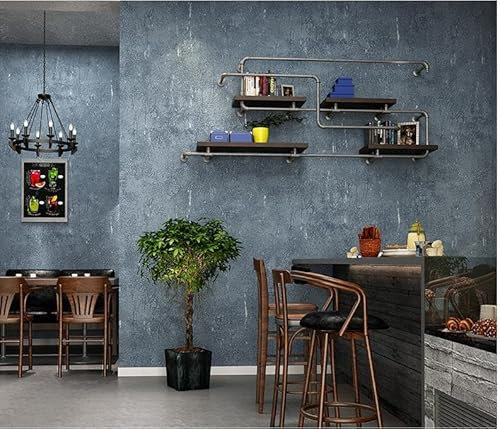 Papier Peint Intissé Style Industriel Bleu Papier Peint 3D pour La Maison Chambre Adulte Salon Décoration,Papier Peint Mural,Papier Peint Toilette 10,05 M X 0,53 M