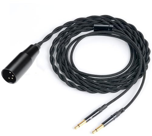 Fezzlo Balanced Cable Replacement for Hifiman Sundara HE4XX HE400SE Meze 99 Classics,Denon AH-D7200 Headphones 4PIN-XLR to Dual 3.5mm 6.5ft 4PIN-XLR