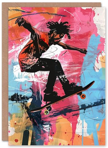 Artery8 Skater Skateboarder Urban Skateboarding Colourful For Him Man Birthday Card