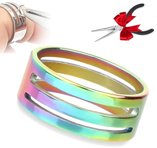 Aosrioylt Jump Ring Opener Ring, Stainless Steel Jump Ring Ring for Jewelry Making Supplies, Jump Ring Opener Finger Tool, for Jewelry Makers Craft Supplies With Pliers(Color,1pcs)