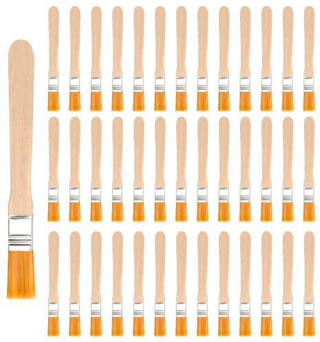 40 Pcs Pinceaux Peinture Pinceau Peinture Manche en Bois Petit Pinceau Plat Poils en Nylon Pinceaux Peinture Acrylique Pinceau Patisserie pour Peinture Bricolage Murale Nettoyage Colle Gesso