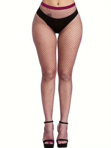 Boolavard nätstrumpor, hög midja tights för kvinnor, fisknät tights damer plus size en storlek passar alla