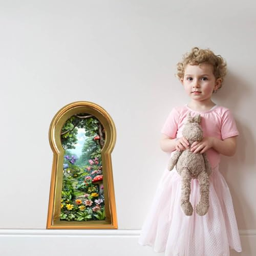 SUPERDANT 3D Wald Landschaft Wandtattoo für Wohnzimmer Schlafzimmer | Selbstklebend,Undurchsichtig,Auf Glatten Oberflächen Nutzbar,Pvc,96×60cm,Für Kinderzimmer Klassenzimmer