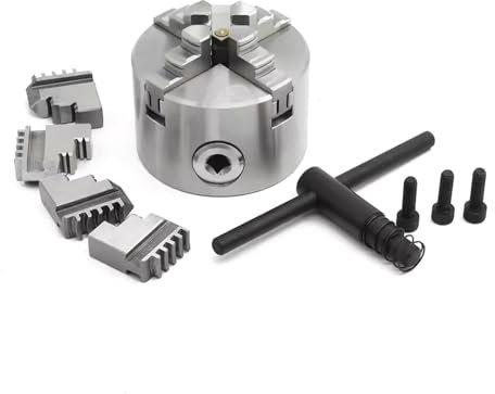 RATTMMOTOR 4 Backenfutter 80mm Dreibackenfutter,K12-80 80mm Drehbankfutter mit selbstzentrierendem Gestänge und Spannschlüssel für CNC Drehmaschine