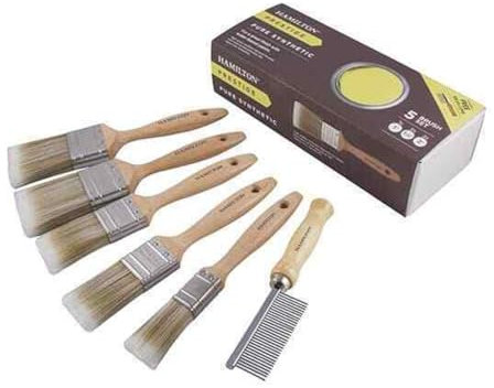 Hamilton Prestige 5pce SYNTHETIC BRISTLE Paint Brush Set + Comb (23199-305)