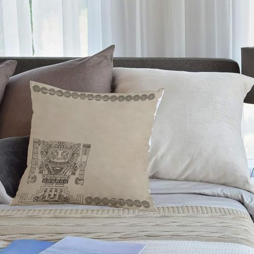 KHWEJ Kissenbezüge 45x45 cm,Indianer, Maya und Inka Stammessymbole Primitive Relikte der Aberglauben,Zierkissenbezug Cushion Cover Couch Wohnzimmer Außenbereich Deko