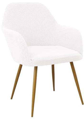 EBETA Bürostuhlbezug Schwingstuhlhussen Stuhlbezug Jacquard Stuhlabdeckung Stuhlhussen Elastisch Stuhlüberwürfe Hussen für Bürostuhl, Computerstuhl, Drehstuhl (Milchweiß, 2 Stück)