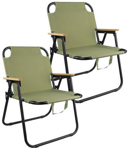 TerraVibe Camping Stuhl, Klappsessel, Strandstuhl, Angelstuhl Faltbar, Klappstühle Gepolstert, Karpfenstuhl, Angel Stuhl, Campingstuhl Klappbar Perfekt für Angeln, Picknick, Camping (Grün2pc)