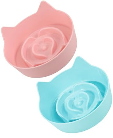 TOYANDONA 2 Piezas Plato Antideslizante para Gatos Forma de Orejas Comedero de Alimentación para Mascotas Diseño para Comer Casa