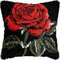 KnüpfKissen Set Erwachsene Kinder mit vordruck Große Rote Rose Blumen Schwarz knüpfteppich zum selber knüpfen Kissenbezug Anfänger DIY Handarbeit Stickerei Sets Handgemachtes Handwerk Sofa Wohnkultur