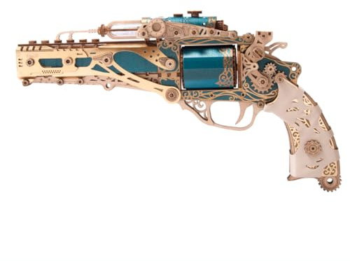 ToysWeltX Revolver aus Holz, handgefertigtes 3D-Puzzle-Spielzeug, kompatibel mit Holzkugeln (Bausatzversion/318 Teile)
