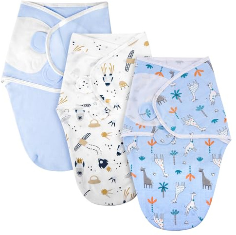 AYBUY Pucksack Baby, 0–3 Monate Schlafsäcke für Neugeborenen, Bio-Baumwolle Baby Schlafsäcke für Neugeborene, Swaddle Decke Pucktuch, Babyschlafsack Wickeltuch Unisex 3er