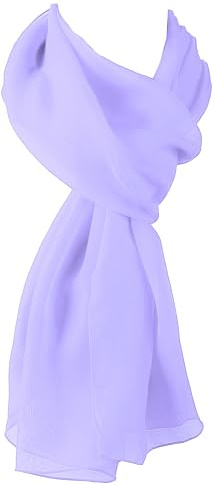 World of Shawls Chiffon Scarves Wraps for Wedding Party Special Occasions Women Plain Neck Scarf Soft Headwrap Girls Headscarf Sheer Wrap 45 x 160 Cm (Pale Lilac)