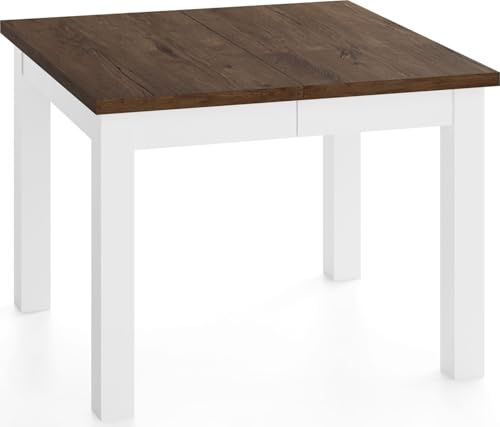 WFL GROUP Quadratischer Esstisch Ausziehbar 100 bis 200 cm – Verlängerbar, für 4-12 Personen mit Weißen Holzbeinen – Tisch für Wohnzimmer & Esszimmer in Eiche Braun Rustikal