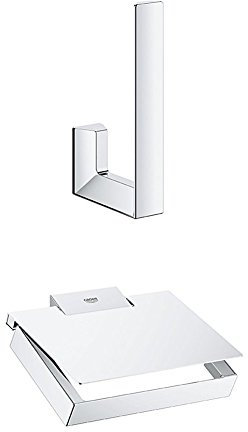 Grohe Selection Cube Reservepapierhalter, 40784000 + GROHE Selection Cube | WC-Papierhalter | mit Deckel | 40781000