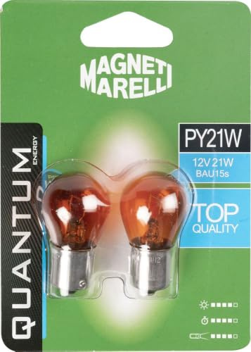 Quantum Energy Magneti Marelli PY21W Paar orangefarbene Autolampen 12V 21W BAU15s-Anschluss