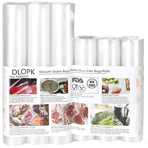 Sacs sous Vide Pack de 6 Packs 20 x 300cm et 28 x 300cm Compatible avec n'importe quelle scelleuse pour la maison,Certification de sécurité alimentaire pour Appareil