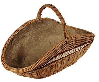 Großer Kaminkorb aus Weide mit Jute 65x40x35 cm Holzkorb Kaminholzkorb Kaminholztasche Feuerholzkorb Weidenkorb