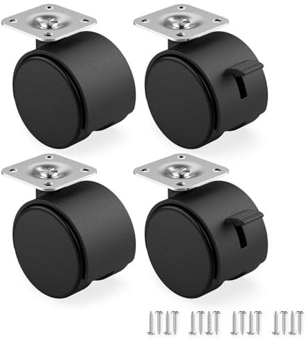 RAVN HAMAN 4er Set Möbelrollen 50 mm - Lenkrollen mit Bremse bis 30 kg pro Rad - Schwenkrollen für Innenmöbel - Transportrollen mit geringem Rollwiderstand
