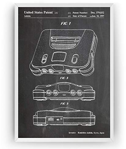 N64 1997 Patent Poster - Gamer Gaming Games Room Giclee Print Art Kunst Wall Dekor Decor Entwurf Wandkunst Blueprint Geschenk Gift - Frame Not Included