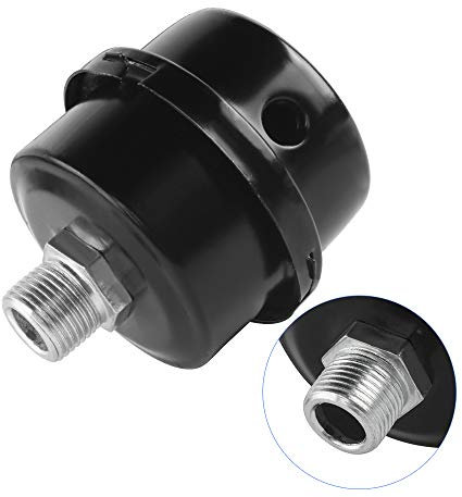 Luftkompressor Schalldämpfer 3/8 16MM Gewinde Luftkompressor Filter Schwarz Metall Ansaugfilter