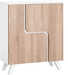MyosHome - Mueble Aparador Comoda en Roble y Blanco 80 x 94 x 34 cm. Venus