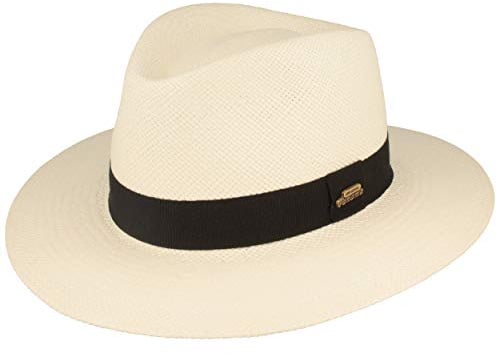 Breiter ORIGINAL Panama Hut, Strohhut, Sommerhut, Made IN Italy, Handgeflochten, UV-Schutz 50+, Bruchschutz, Weiß, S
