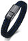 XUANPAI NUT ALLERGY Handmade Braided Bangle Black Leather Emergency Medical Alert ID Bracelets for Men