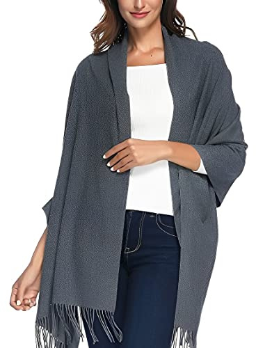 Accessoire Top Tendance Écharpe Femme Étole Pashmina Cachemire Foulard Châle Touché Soyeux Couleur Uni (+ 30 couleurs) (Gris bleu)