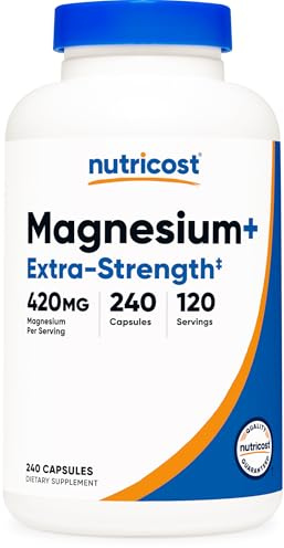 Nutricost Magnesium+ Extra Strength 420mg, 240 Capsules - 120 Servings. Magnesium Oxide and Glycinate - Non-GMO, Gluten Free, Vegan Friendly
