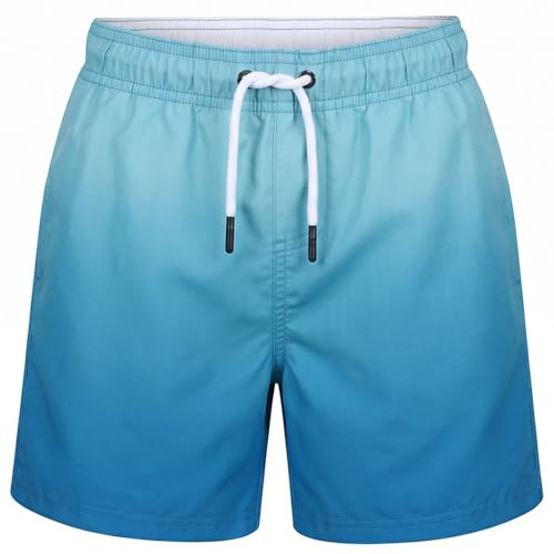 RIPT Boys Swim Shorts Quick Dry Board Shorts with Mesh Lining Drawstring Waist UV 50 Sun Protection Surfing Swimming Trunks (Blue Dip Dye, 7-8 Years)