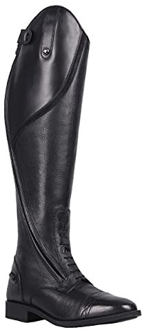 QHP Tamar - Stivali da equitazione da donna, in pelle, modello normale, Nero , 36 EU Larga