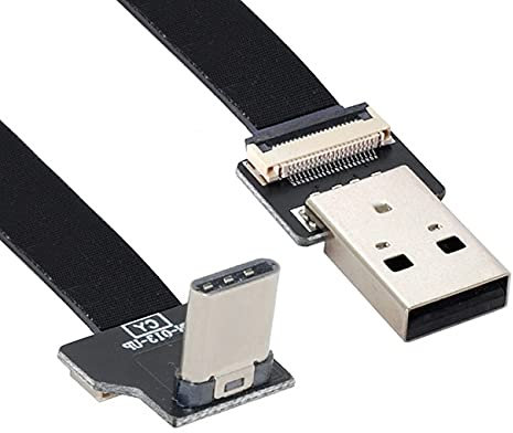 cablecc Cable FPC plano plano delgado de datos USB 2.0 tipo A macho a USB-C tipo C macho para FPV, disco y teléfono, 50 cm