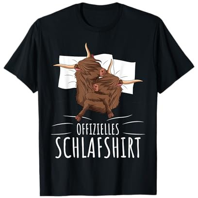 Offizielles Schlafshirt Schottisches Hochlandrind Kuh T-Shirt
